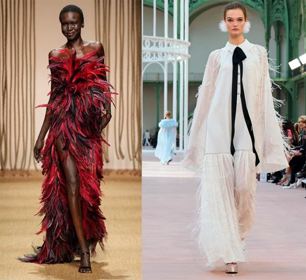 Перья как декор одежды 2025: актуальная модная тенденция