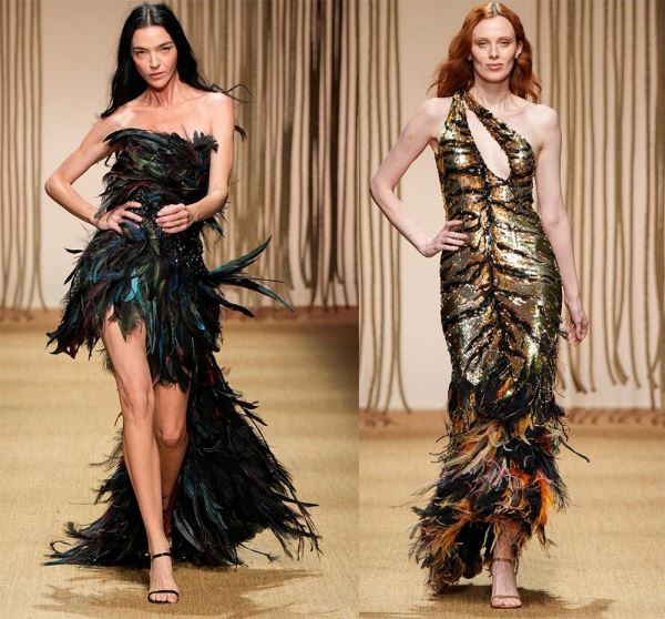Перья как декор одежды 2025: актуальная модная тенденция
